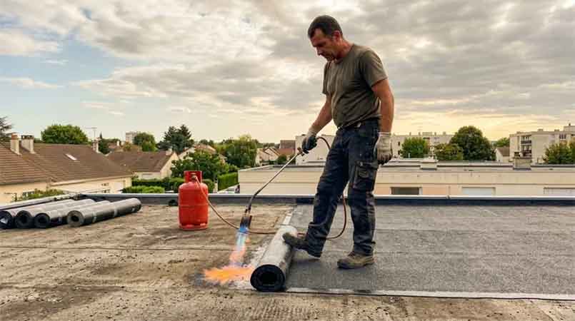 Résultat d'une pose de membrane bitumineuse